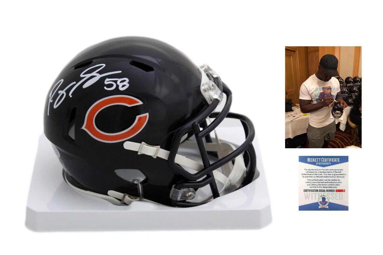 roquan smith autographed helmet Roquan Smith Autographed Signed Chicago Bears Speed Mini Helmet