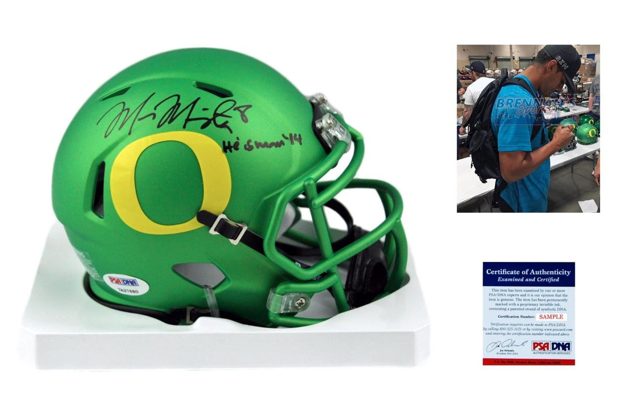 authentic oregon ducks football helmet Marcus Mariota Autographed Oregon Ducks Mini Helmet