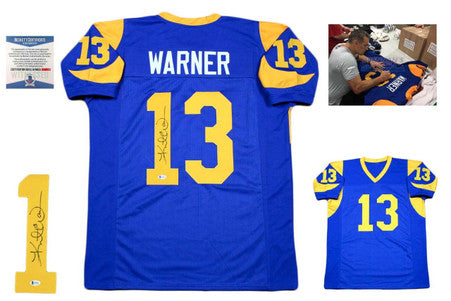 Kurt Warner Autographed Signed Custom Jersey - Beckett - Royal Kurt Warner Autographed Signed Custom Jersey - Beckett - Royal