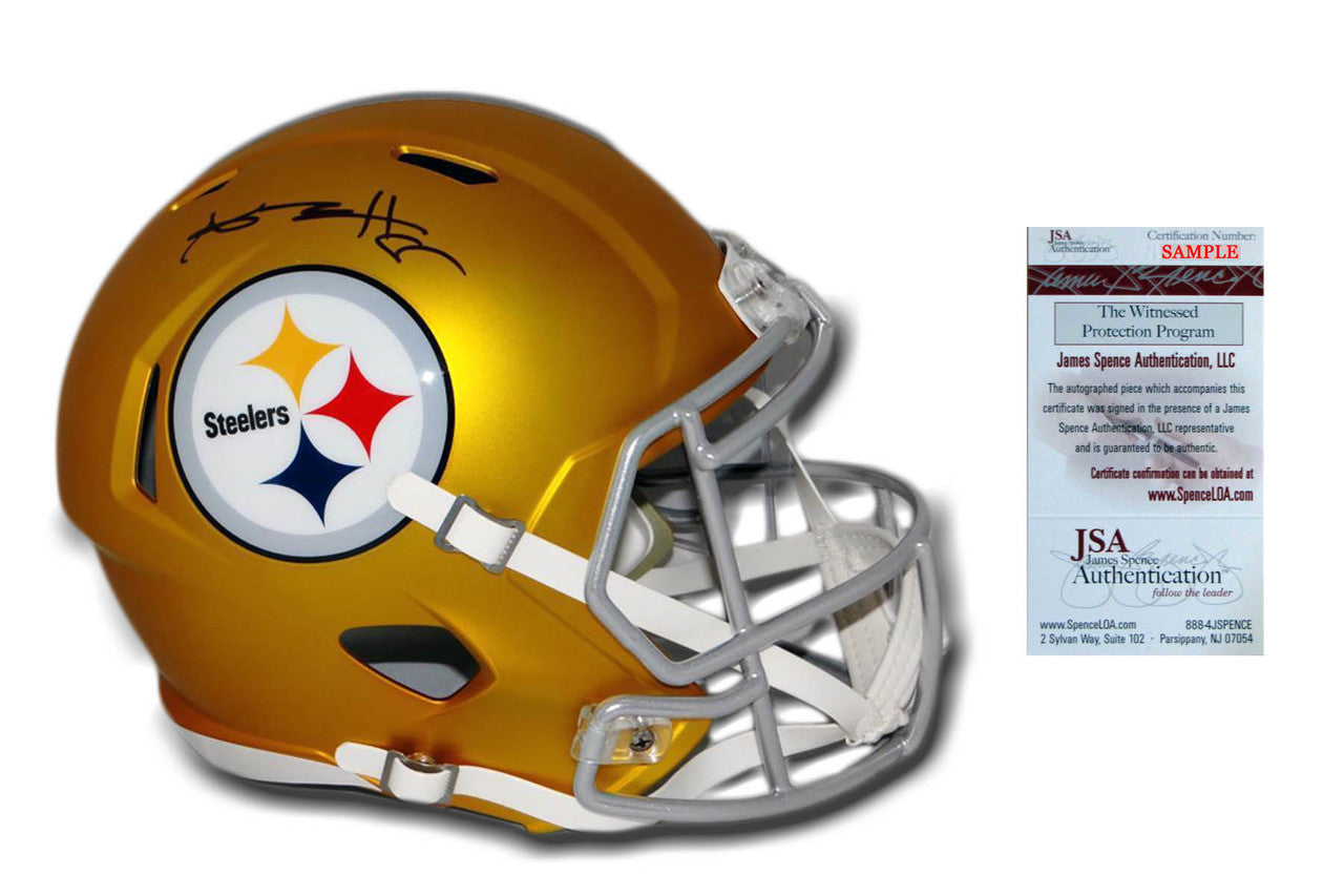 blaze football helmets Antonio Brown Autographed Signed Steelers Speed Blaze Helmet