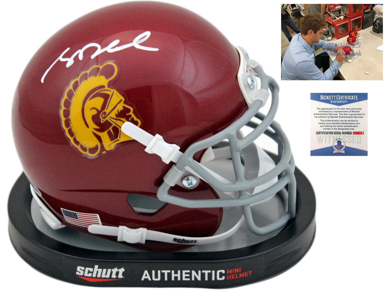 authentic usc football helmet USC Trojans Sam Darnold Autographed Signed Mini Helmet