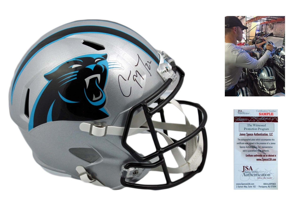 Christian McCaffrey Carolina Panthers Autographed Riddell Speed Replica Helmet