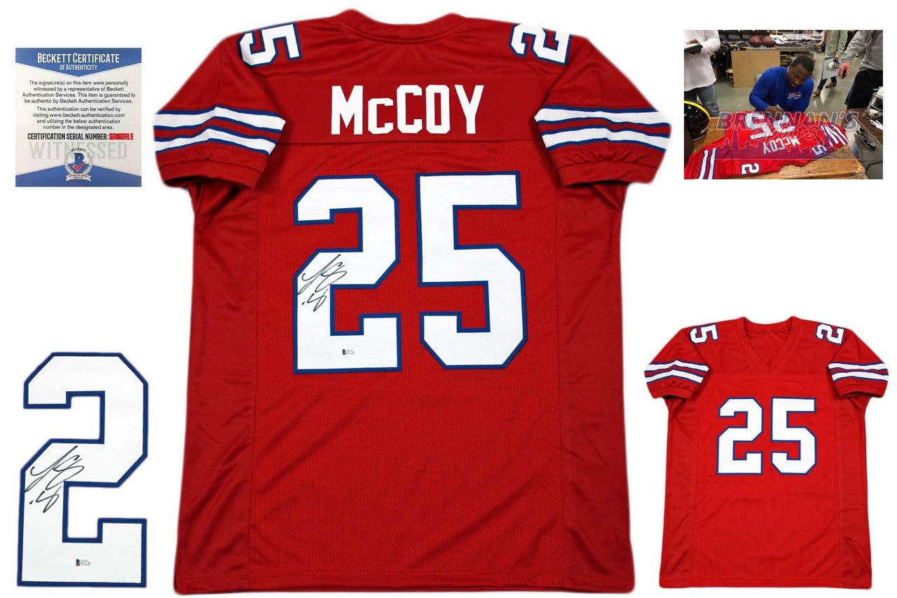 Lesean McCoy Autographed Jersey Beckett Authenticated Red