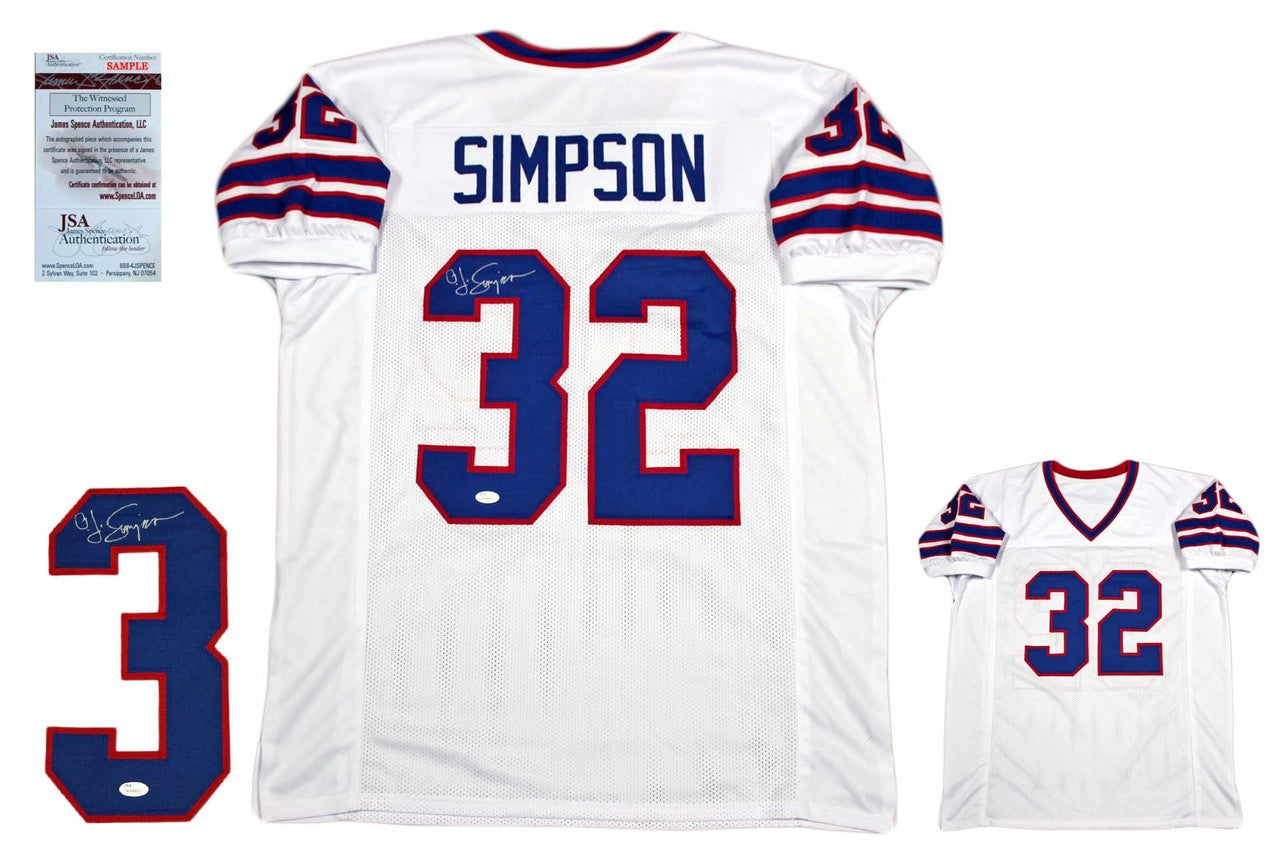 OJ Simpson Autographed Signed Jersey - JSA Witnessed - White OJ Simpson Autographed Signed Jersey - JSA Witnessed - White
