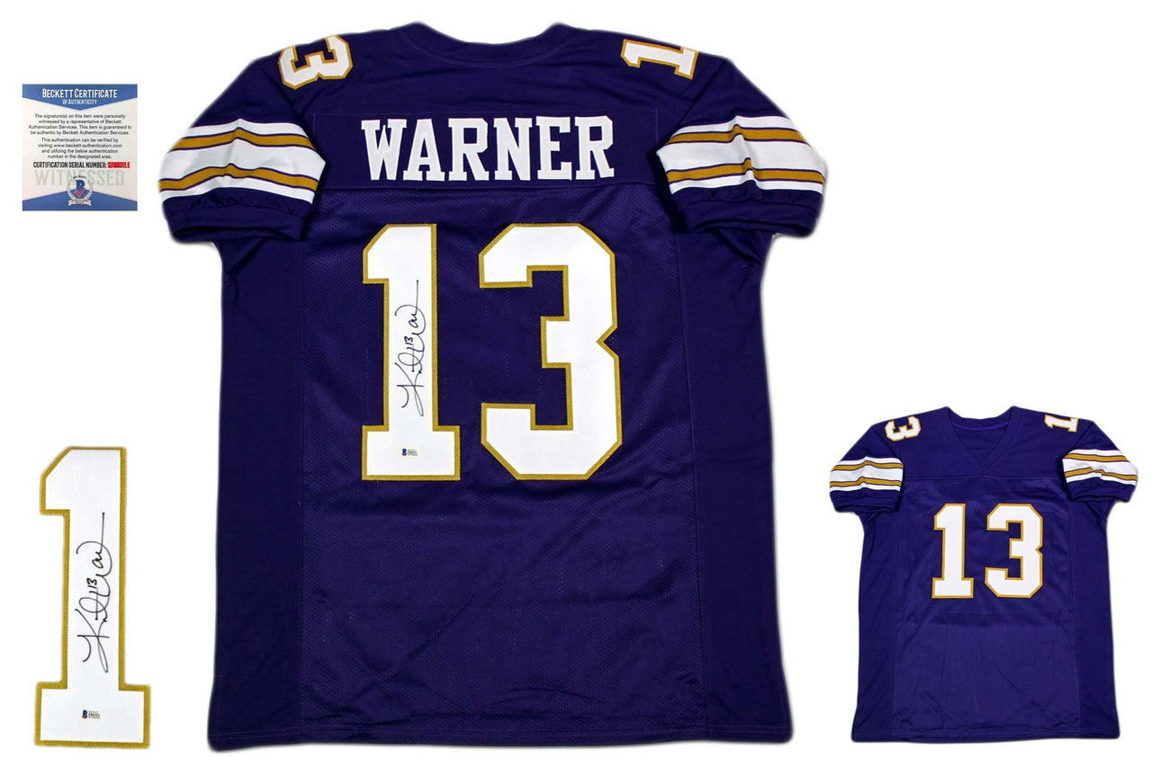 Kurt Warner Autographed Signed Custom Jersey - Beckett - Purple Kurt Warner Autographed Signed Custom Jersey - Beckett - Purple