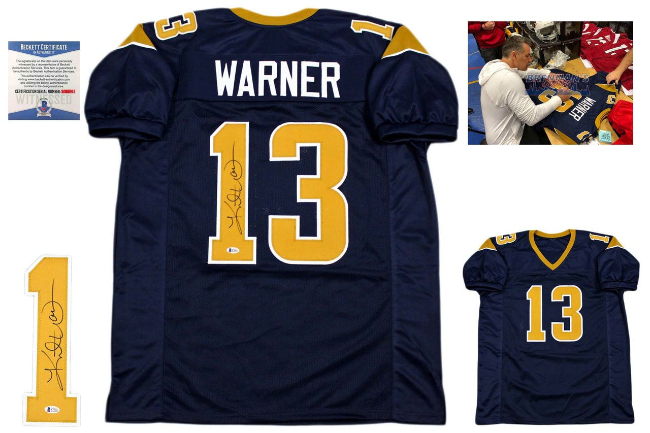 Kurt Warner Signed Jersey - Beckett Authentic - Navy Kurt Warner Signed Jersey - Beckett Authentic - Navy