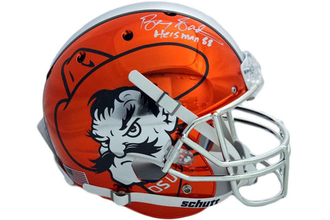 Oklahoma State Cowboys Barry Sanders Autographed Chrome Helmet - Beckett - Heisman