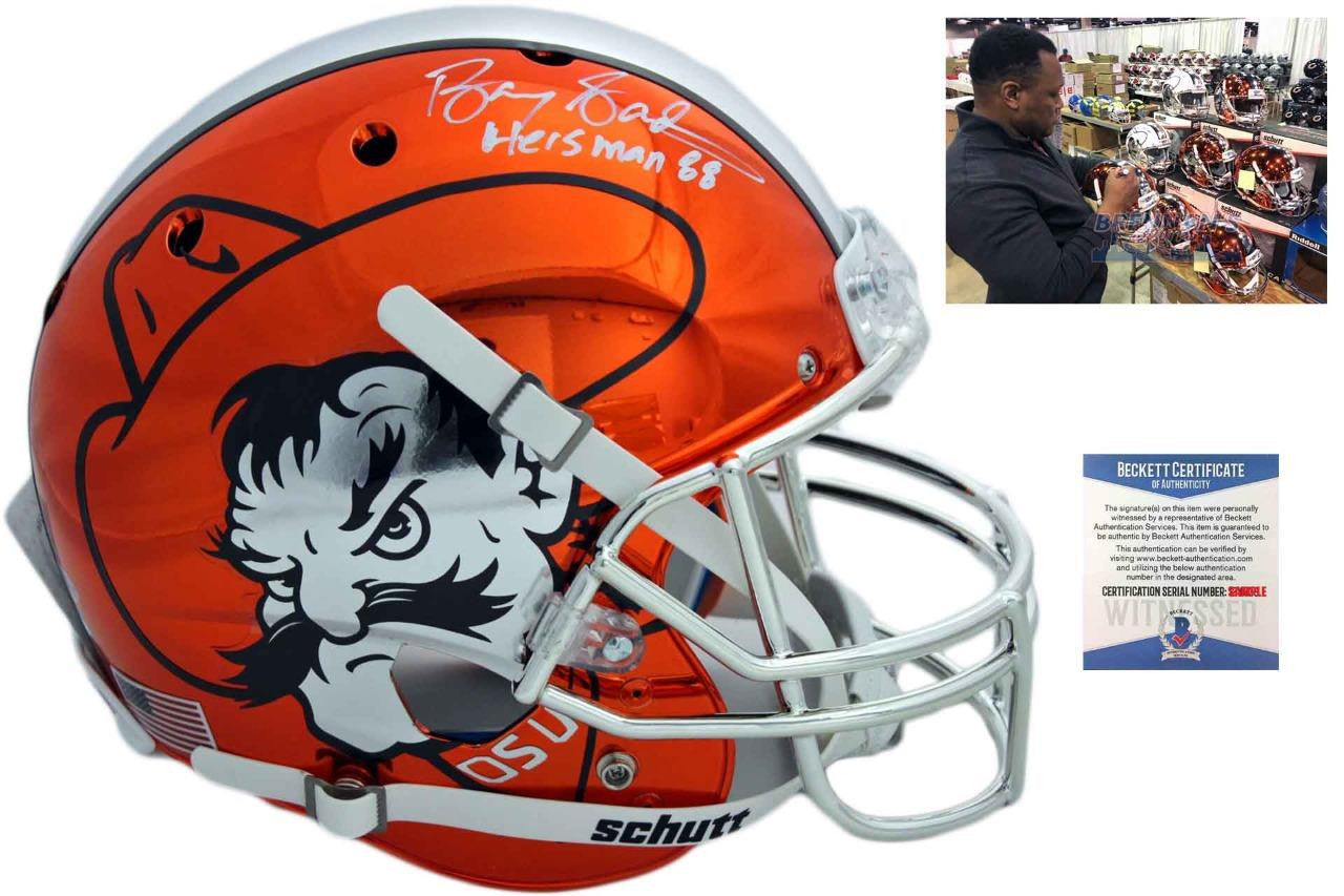 Oklahoma State Cowboys Barry Sanders Autographed Chrome Helmet