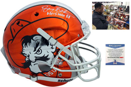 Oklahoma State Cowboys Barry Sanders Autographed Chrome Helmet - Beckett - Heisman