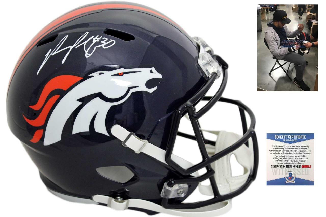 Denver Broncos Phillip Lindsay Autographed Speed Helmet