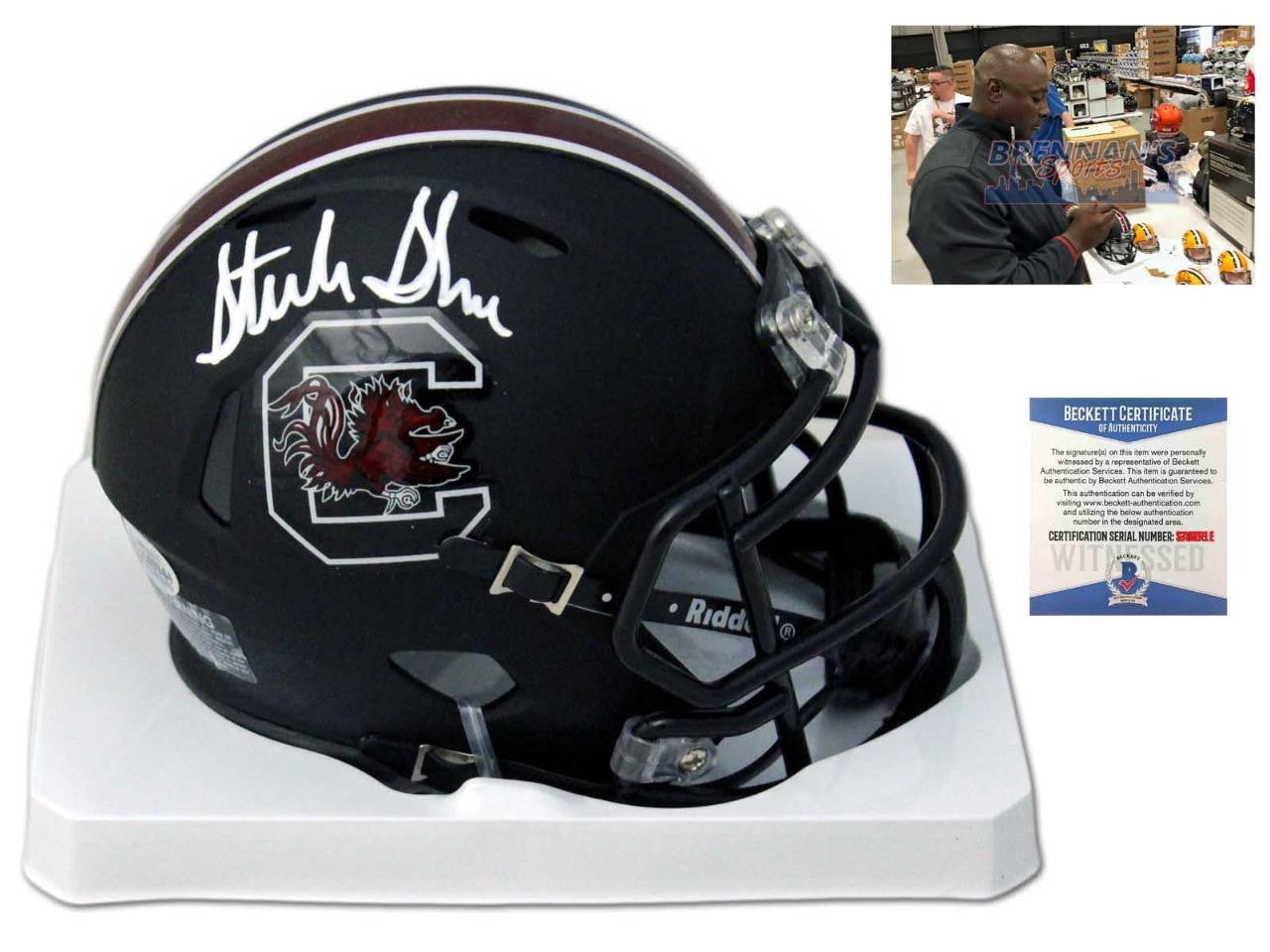 Gamecocks Sterling Sharpe Autographed Signed Mini Helmet - Blk