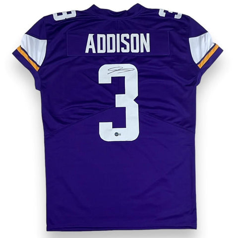 Jordan Addison Autographed SIGNED Game Cut Style Jersey - Purple - Beckett