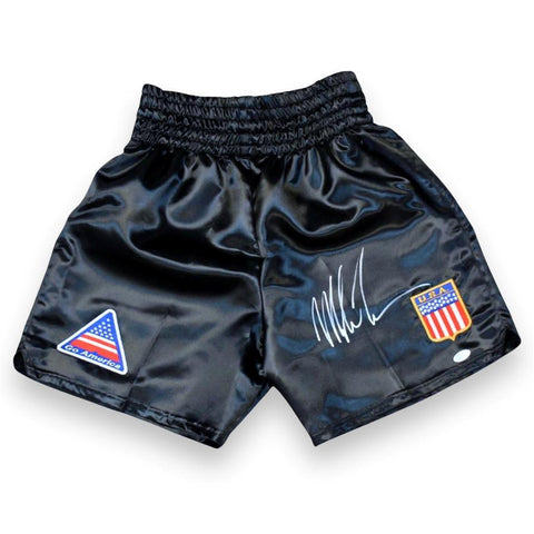 Mike Tyson Autographed Signed Black Trunks - Beckett Authenticated