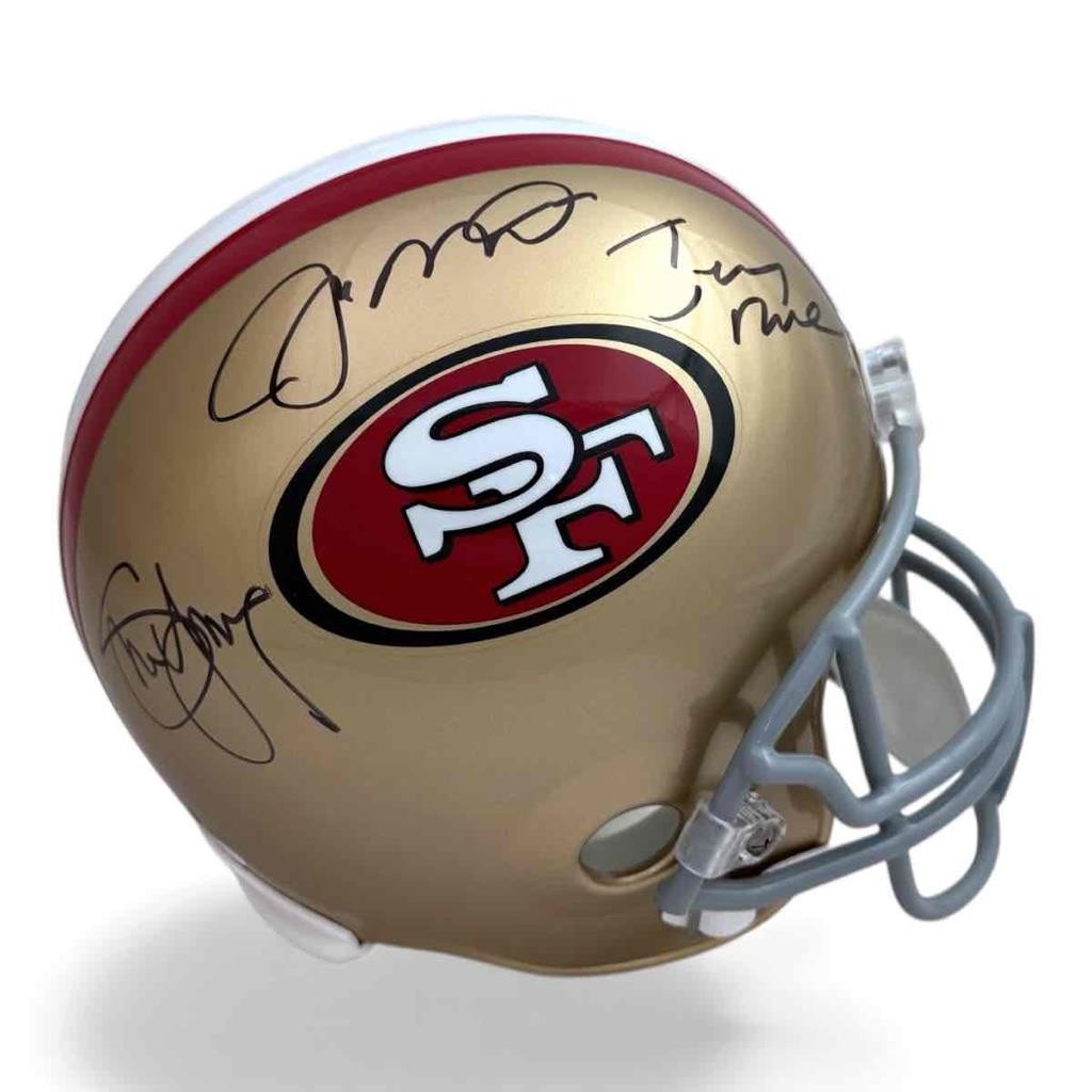 Joe Montana Rice Young Autographed 49ers Full Size Replica Helmet - JSA