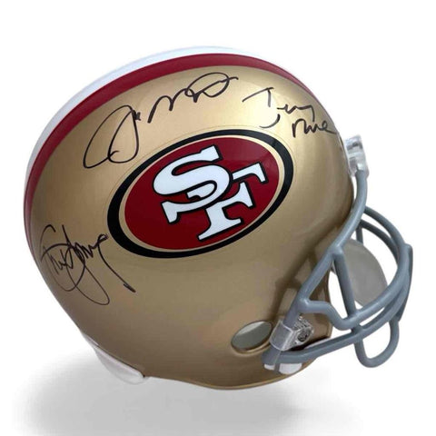 Joe Montana Rice Young Autographed 49ers Full Size Replica Helmet - JSA