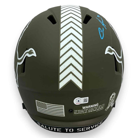 Lions Aidan Hutchinson Autographed Signed Salute to Service Helmet - Beckett