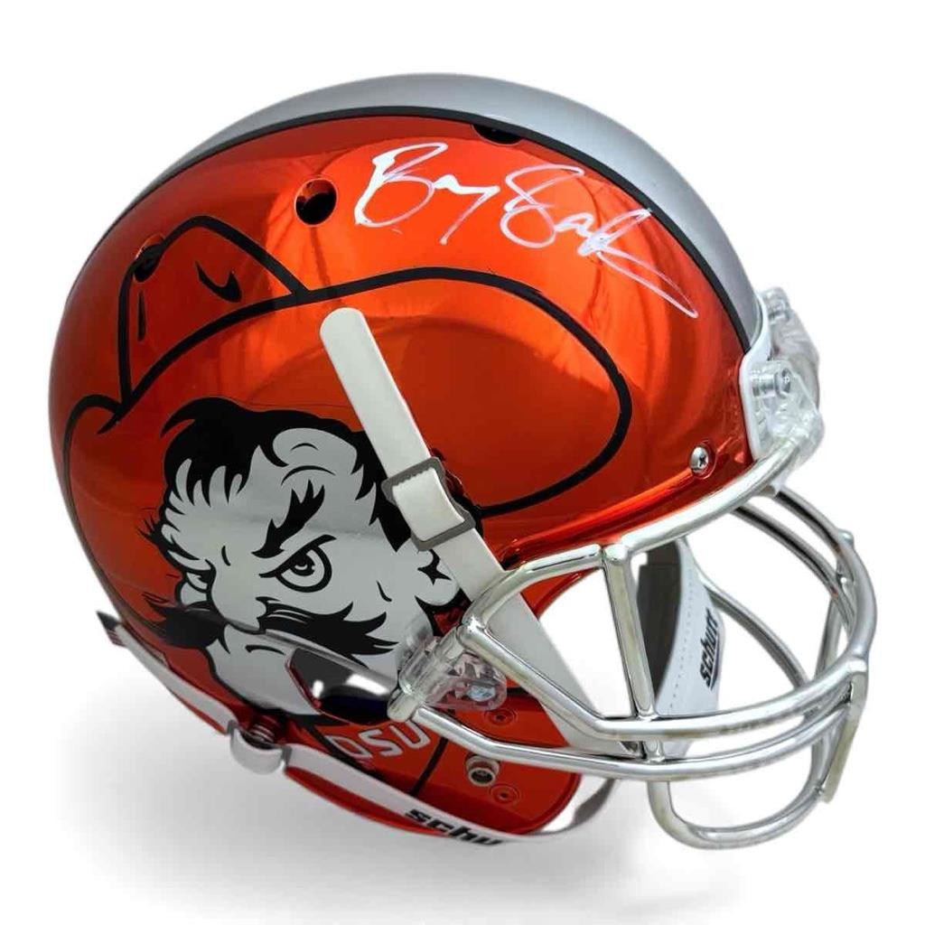 Oklahoma State Barry Sanders Autographed Chrome Helmet - Beckett - Pistol Pete