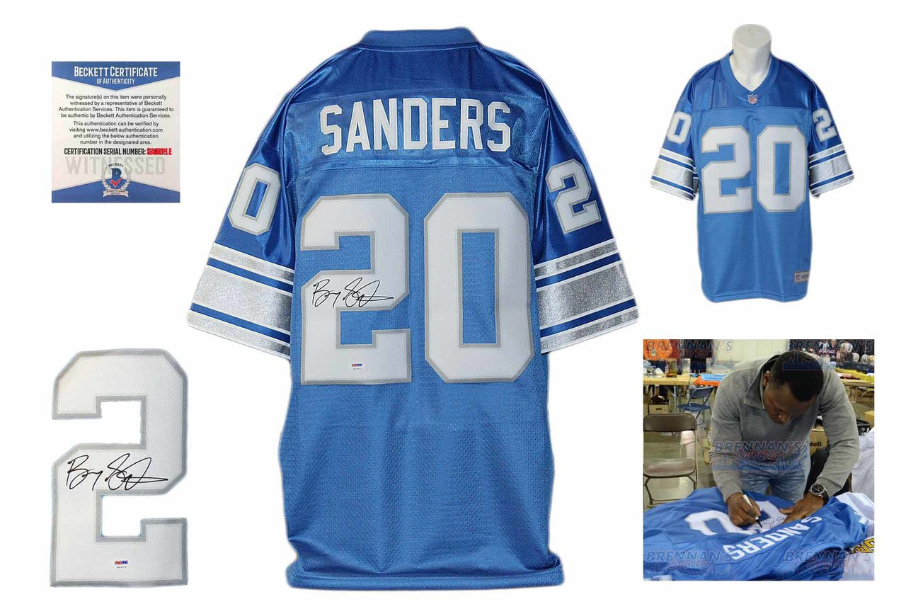 Barry Sanders Autographed Signed Detroit Lions Blue Reebok EQT Jersey