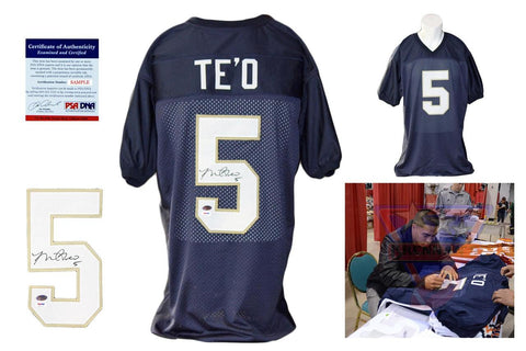 Manti Teo Autographed Signed Navy Jersey