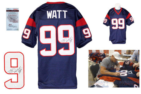 JJ Watt Autographed Signed Houston Texans Navy Jersey JSA Witness