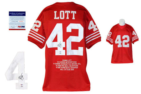 Ronnie Lott Autographed Signed San Francisco 49ers Red Stat Jersey PSA DNA