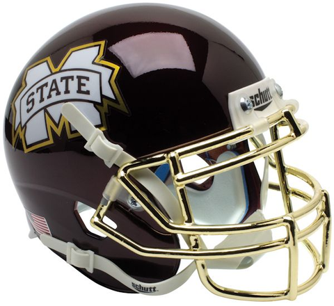 Mississippi State Bulldogs Mini Authentic Schutt Chrome Gold