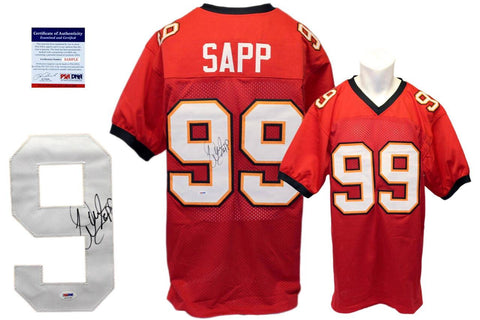 Warren Sapp Autographed Signed Tampa Bay Buccaneers Red Jersey PSA DNA