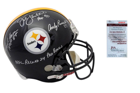 Jack Lambert, Ham, Russell Signed Helmet - Full Size Pittsburgh Steelers Autographed - JSA Witnessed