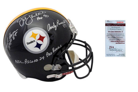 Jack Lambert, Ham, Russell Signed Helmet - Full Size Pittsburgh Steelers Autographed - JSA Witnessed