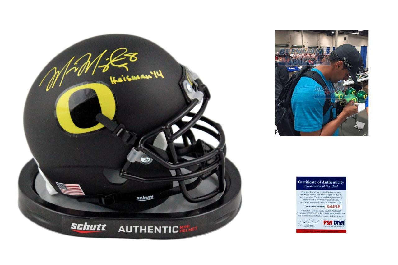 Marcus Mariota Signed Helmet - Oregon Ducks Autographed Mini-Helmet - PSA-DNA - BLK