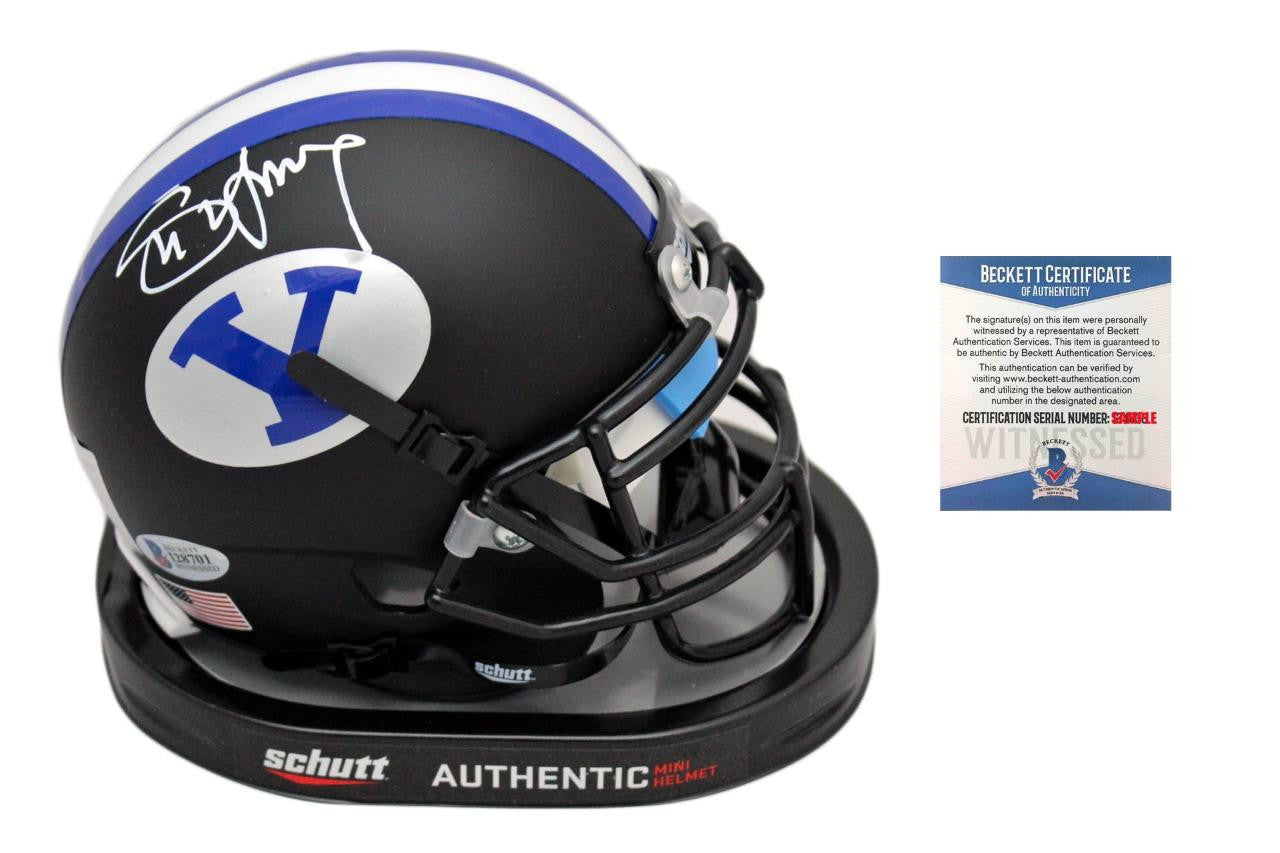 Steve Young Signed Mini Helmet - Beckett - BYU Cougars Autographed - Black