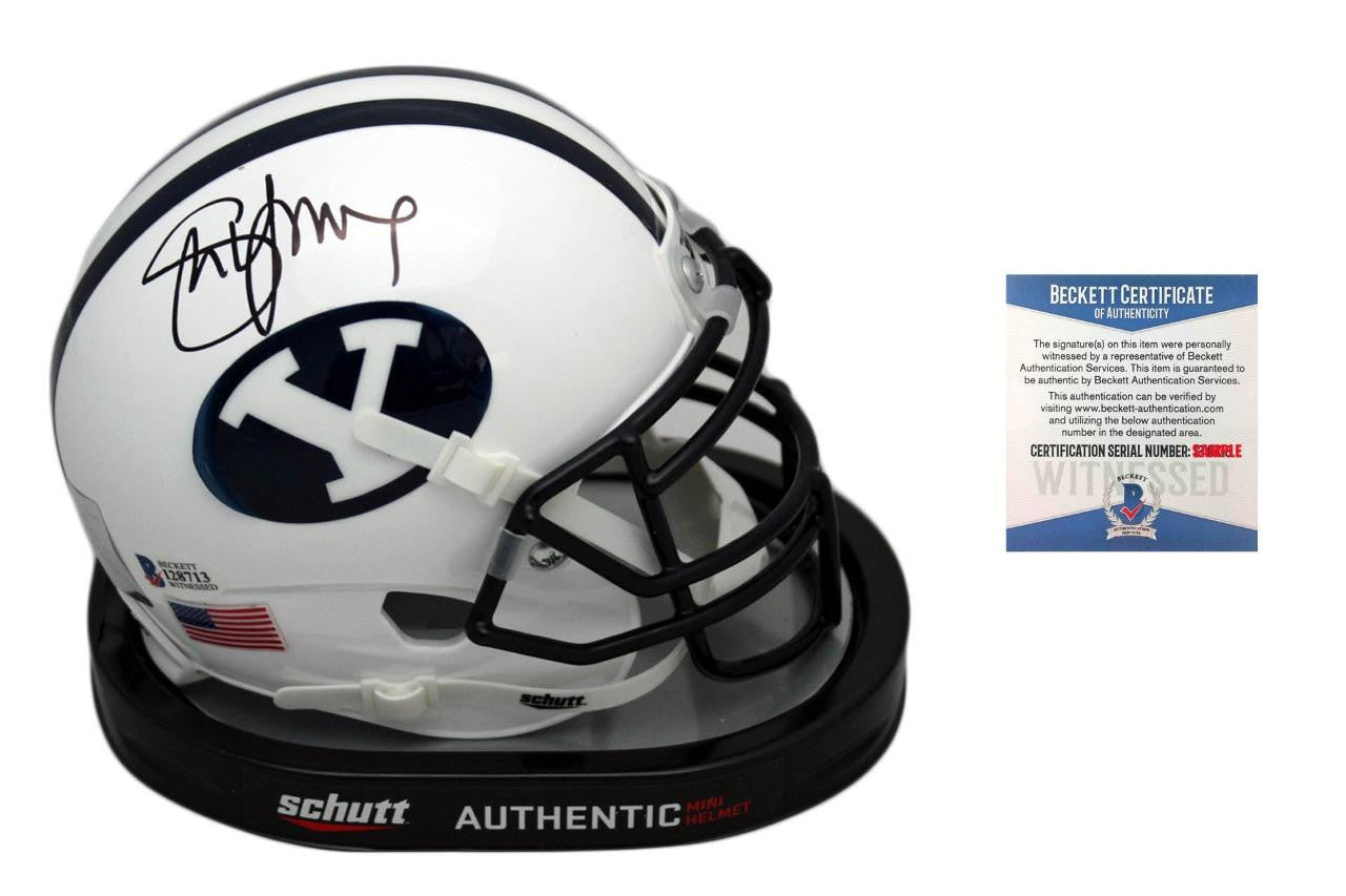 Steve Young Signed Mini Helmet - Beckett - BYU Cougars Autographed - White