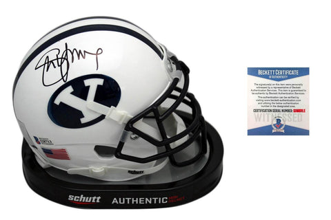 Steve Young Signed Mini Helmet - Beckett - BYU Cougars Autographed - White