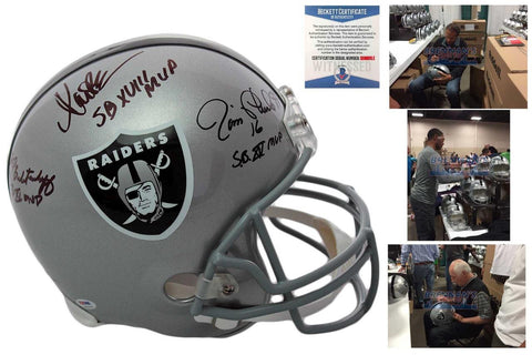 Marcus Allen, Plunkett, Biletnikoff Autographed Oakland Raiders Full Size Helmet - Beckett