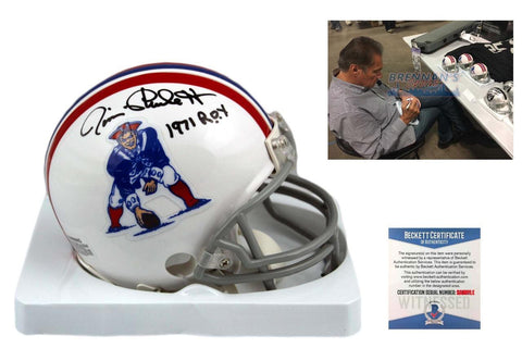 Jim Plunkett Autographed New England Patriots Mini Helmet - Beckett Authentic