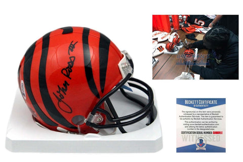 John Ross Signed Cincinnati Bengals Mini Helmet - Beckett Authentic