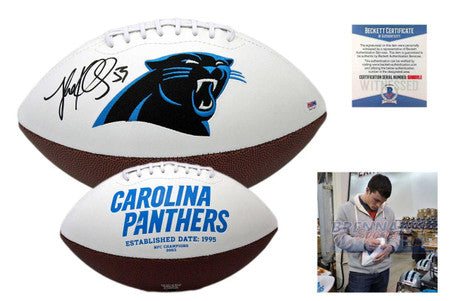 Luke Kuechly Autographed SIGNED Carolina Panthers Logo Football - Beckett