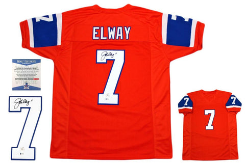 John Elway Autographed Jersey - Beckett Authentic - Throwback
