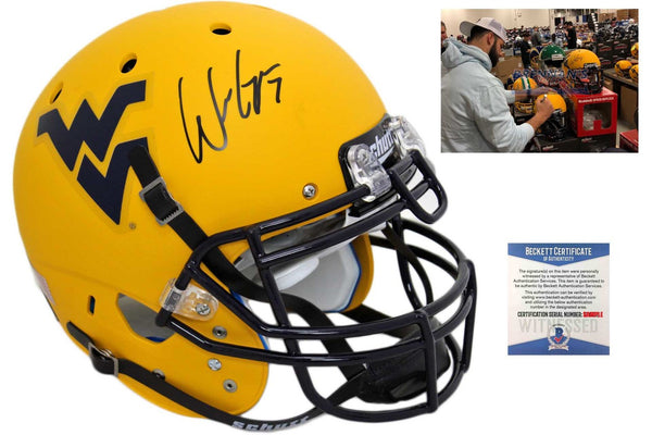 authentic wvu football helmets WVU Mounaineers Will Grier Autographed Signed Authentic Helmet
