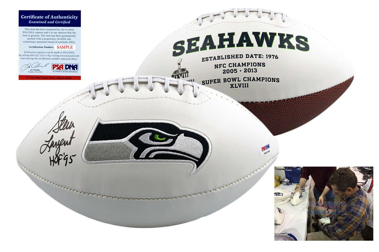 Steve Largent Signed Seattle Seahawks Logo Football - PSA DNA Autographed