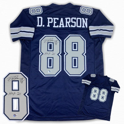 Drew Pearson Autographed Signed Jersey - Navy - HOF 21 - Beckett Witnessed