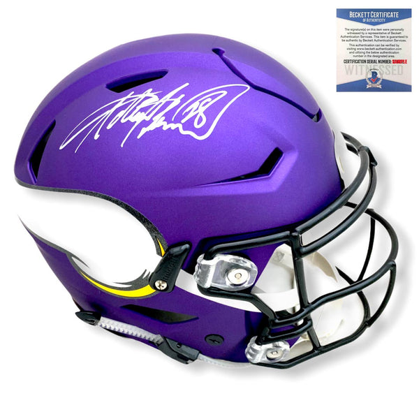 adrian football helmet Vikings Peterson Autographed Signed Speed Flex abu garcia medium heavy office safety products Commemorate the first steps Color:Goldhead