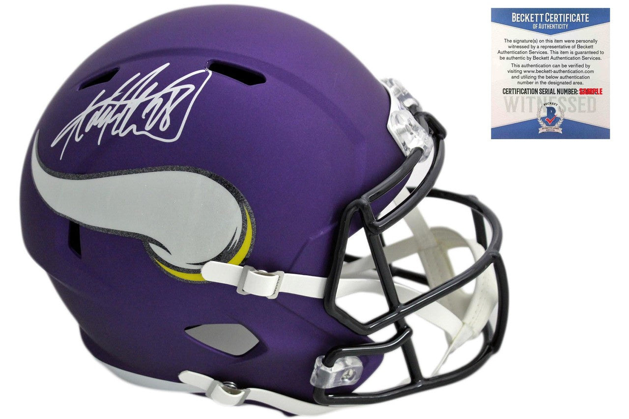 Adrian Peterson Autographed Vikings Speed Rep Helmet - Beckett Authentic