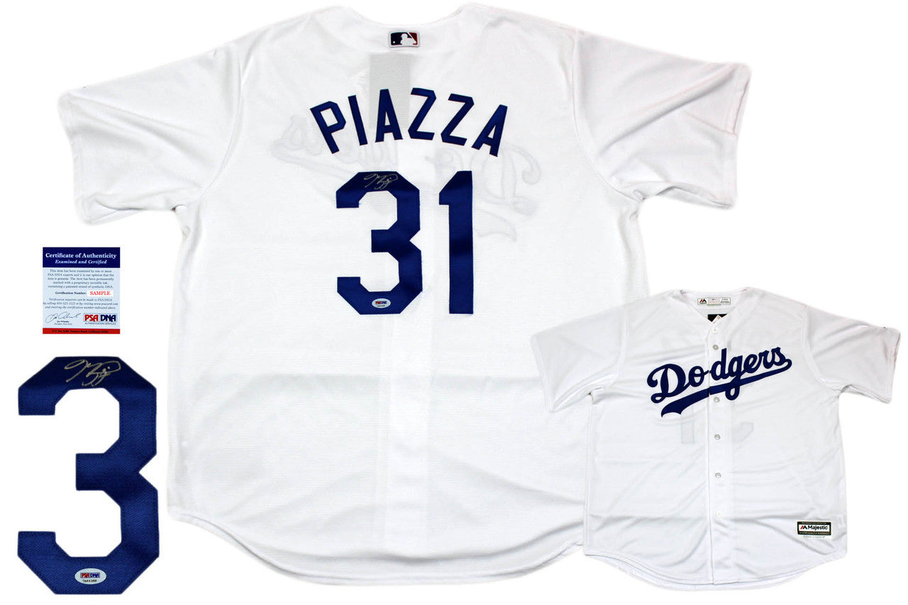 Mike Piazza Autographed Signed Los Angeles Dodgers Majestic Jersey - PSA DNA Authentic