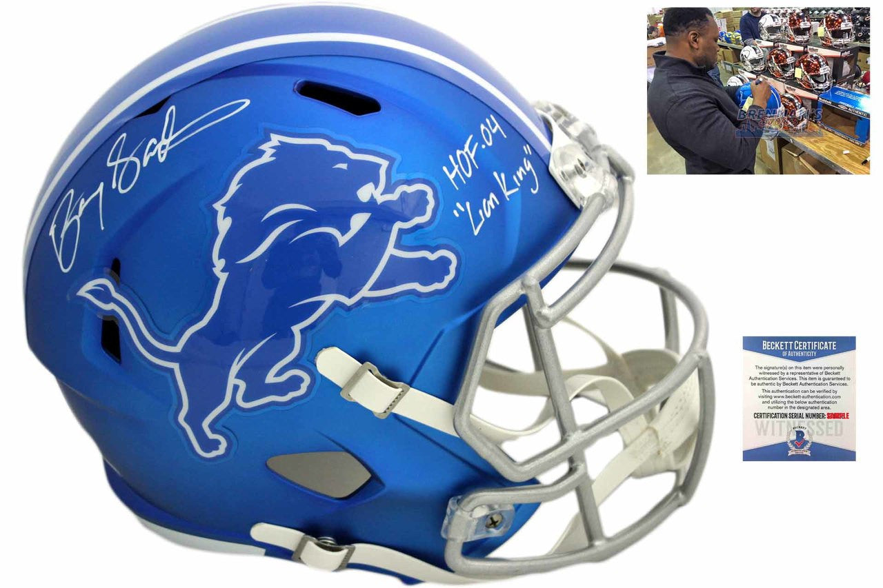 Detroit Lions Barry Sanders Autographed Speed Blaze Helmet