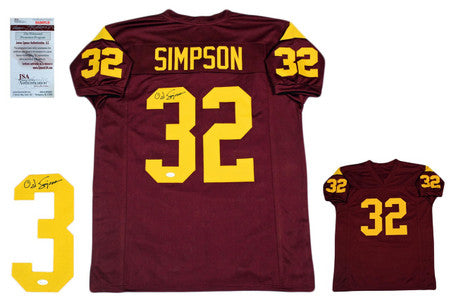 OJ Simpson Autographed Signed Jersey - JSA Witnessed - Burgundy