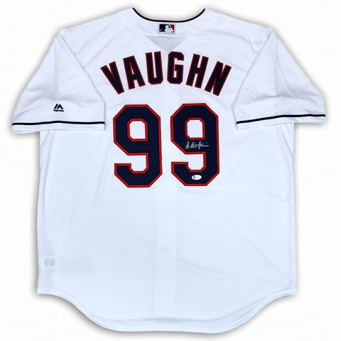 Charlie Sheen Autographed Signed Indians Majestic Jersey - Rick Vaughn - Beckett Authentic