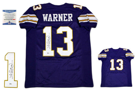 Kurt Warner Autographed Signed Custom Jersey - Beckett - Purple