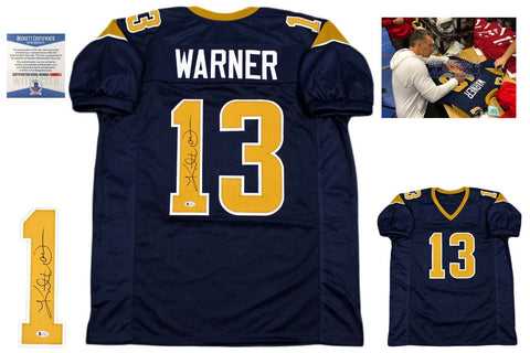 Kurt Warner Signed Jersey - Beckett Authentic - Navy