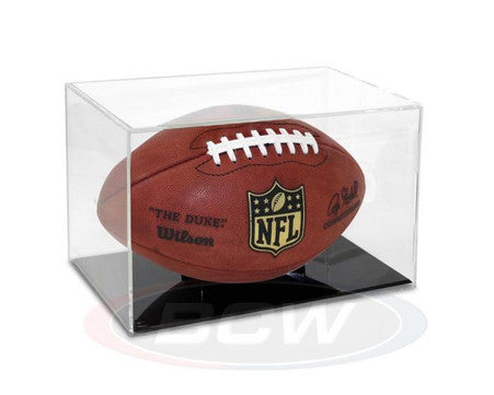 FOOTBALL DISPLAY CASE with GRANDSTAND - NFL, BOXING GLOVES